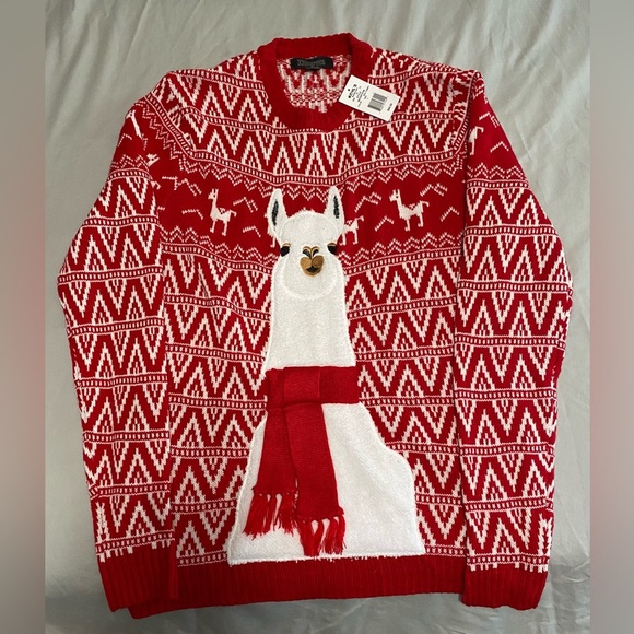 33 Degrees Other - Large Red and White Llama Christmas Sweater by 33 Degrees